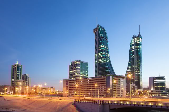 Night View Of Manama City In Bahrain