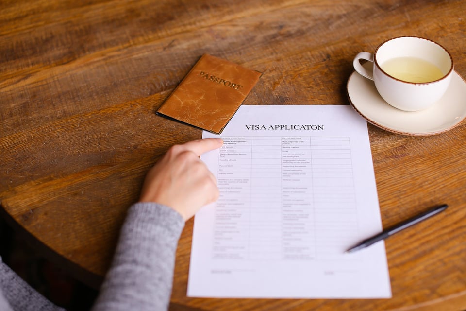 Hand Pointing At Visa Application